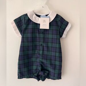 NWT Bella Bliss Plaid Jon Jon Romper 12M (fits closer to 9M)